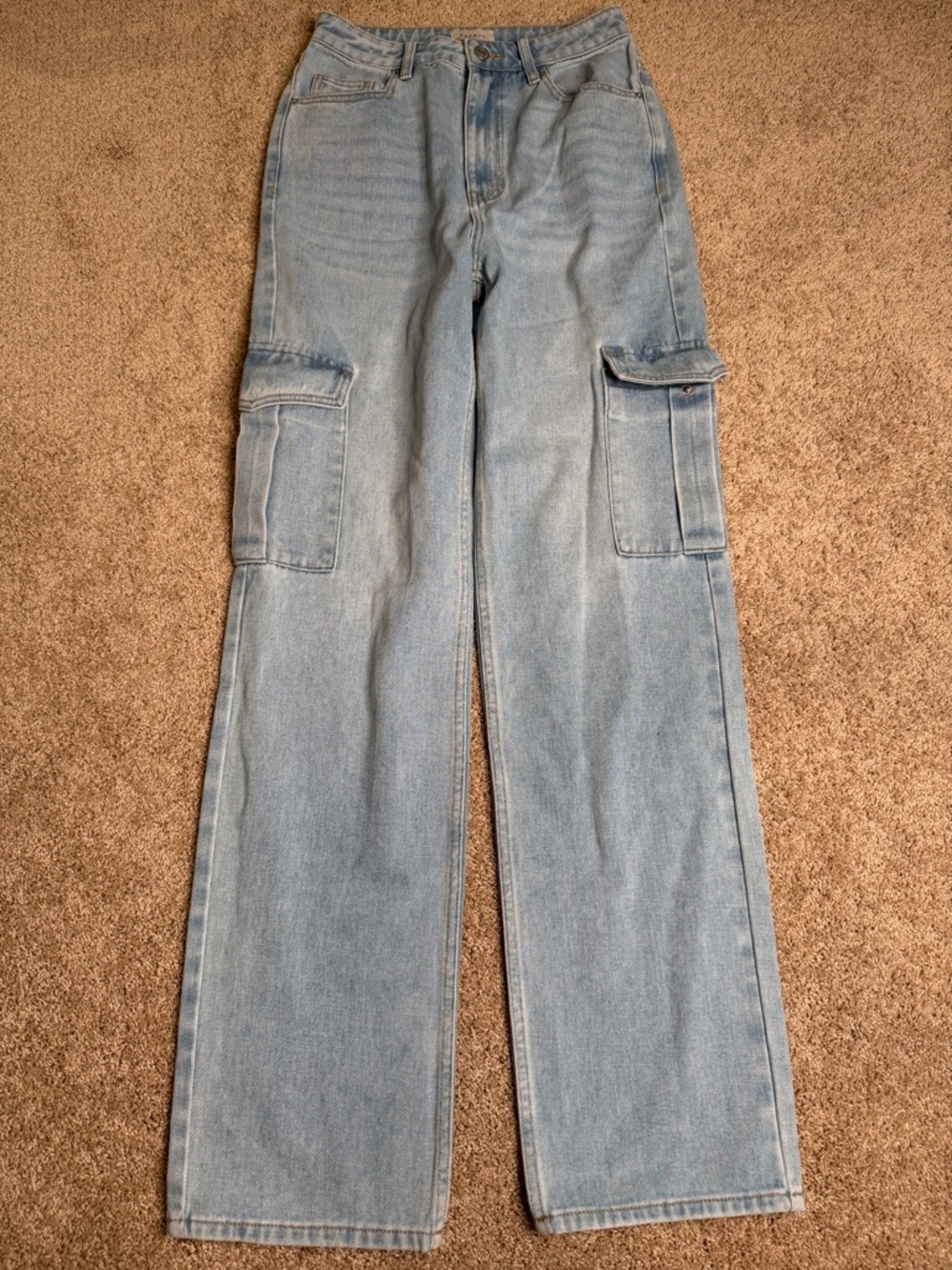 PacSun 90s‎ Boyfriend Cargo Jeans Light Wash Wide Leg Denim Pants Size 27